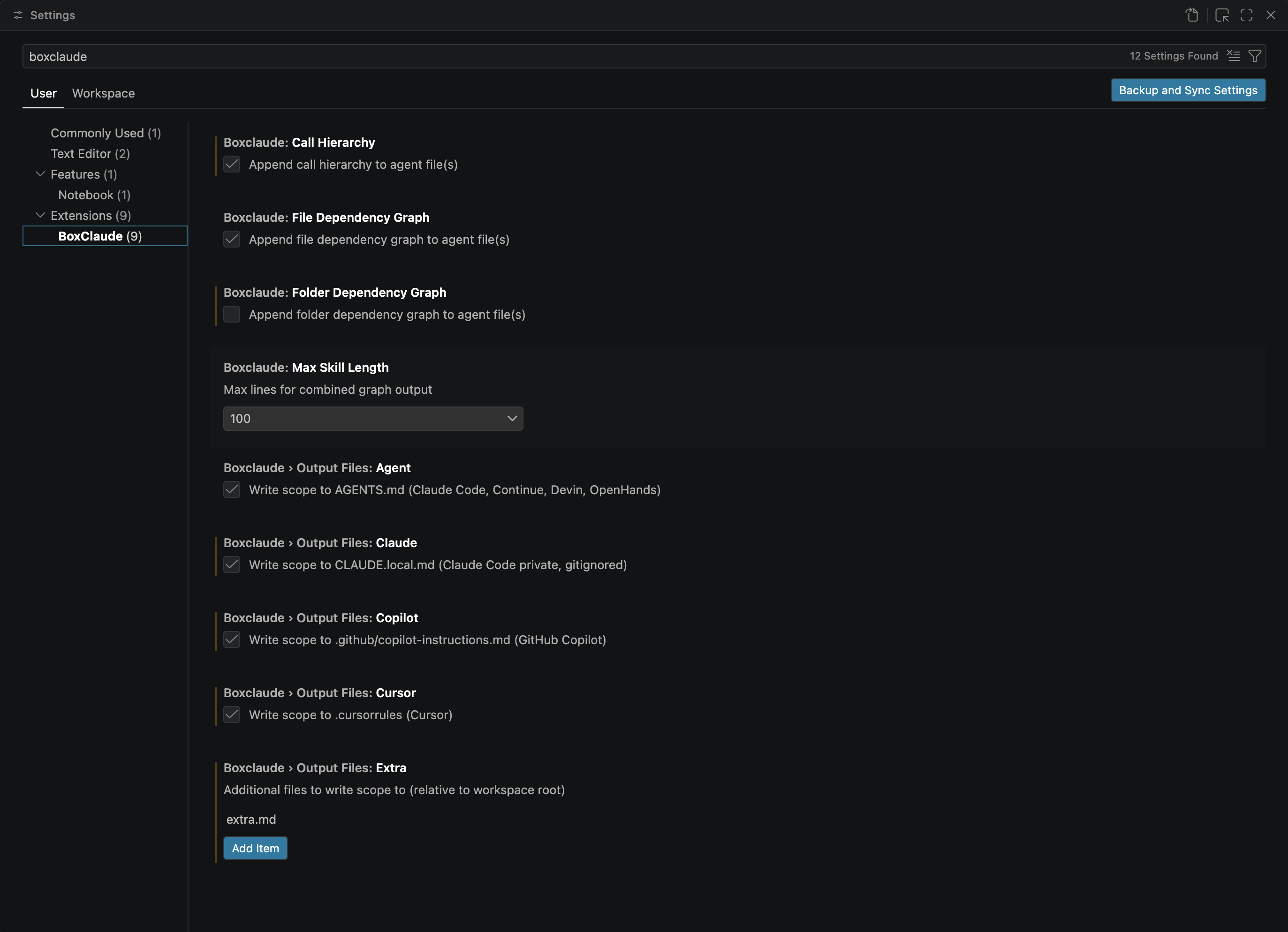 BoxClaude configuration settings